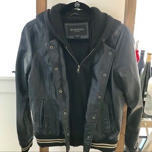 Obey black leather hoodie
